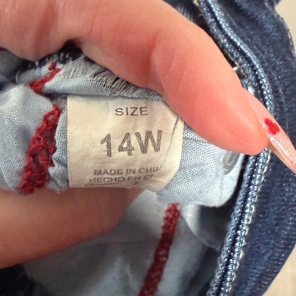 EUC - Royalty For Me Dark Blue Distressed High Rise Slim straight Jeans Size 14W - Picture 4 of 5